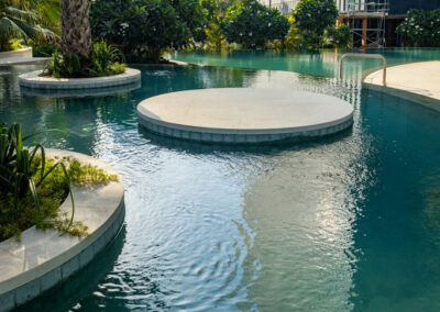 Terraced Pool day view with luxury cabanas 2