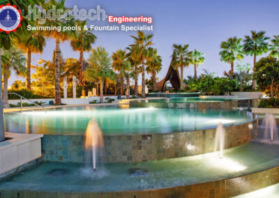 Terraced Pool led light and fountain