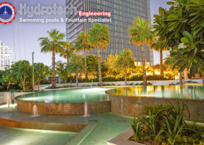 Terraced Pool LED lights far view