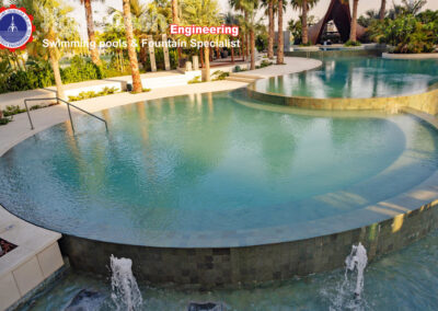 Terraced Pool day view with luxury cabanas 3