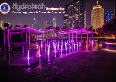 One Zabeel Towers Dry Deck Fountain Night View