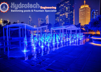 One Zabeel Towers Dry Deck Fountain Night View