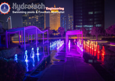 One Zabeel Towers Dry Deck Fountain Night View