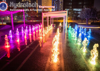 One Zabeel Towers Dry Deck Fountain Night View