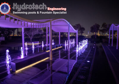 One Zabeel Towers Dry Deck Fountain Night View