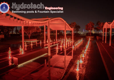 One Zabeel Towers Dry Deck Fountain Night View