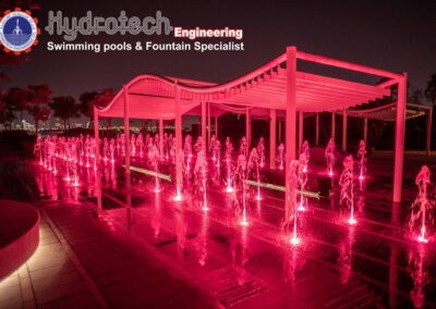 One Zabeel Towers Dry Deck Fountain Night View