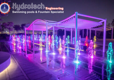 One Zabeel Towers Dry Deck Fountain Night View